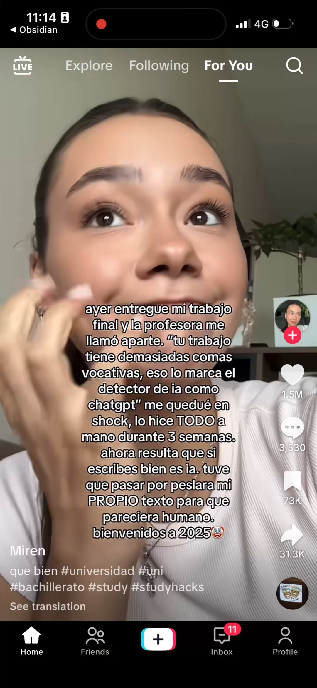 UGC creator reacting with surprise