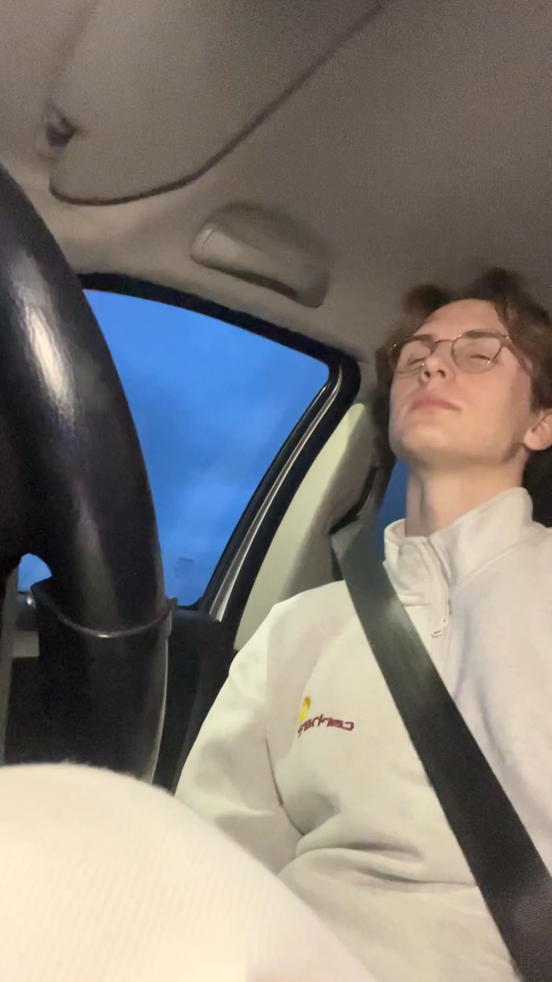 Man Driving Thoughtfully at Dusk