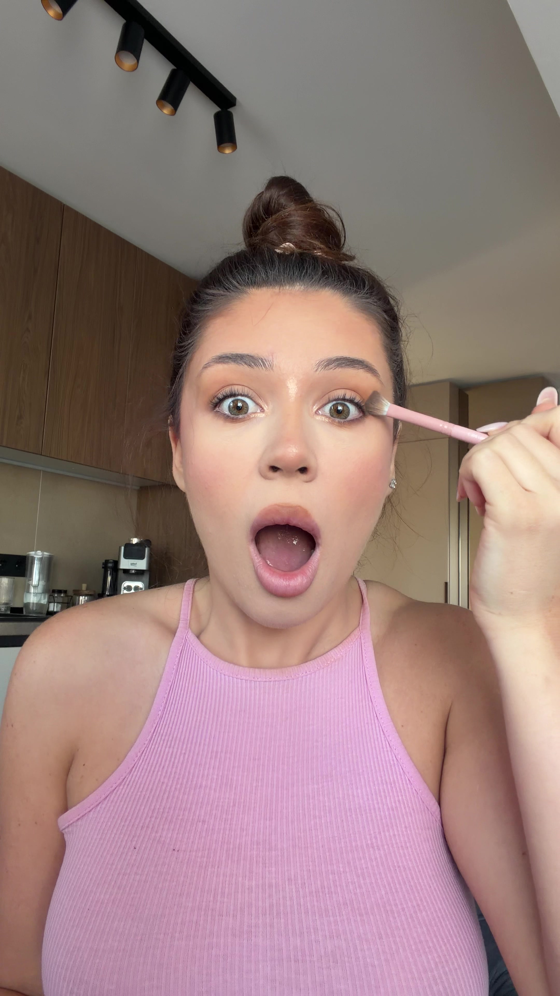 Shocked Reaction During Makeup Application