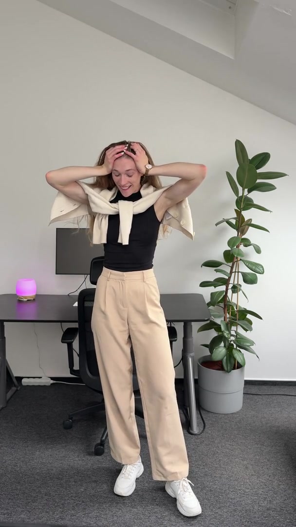 Woman Displays Playful and Happy Reactions