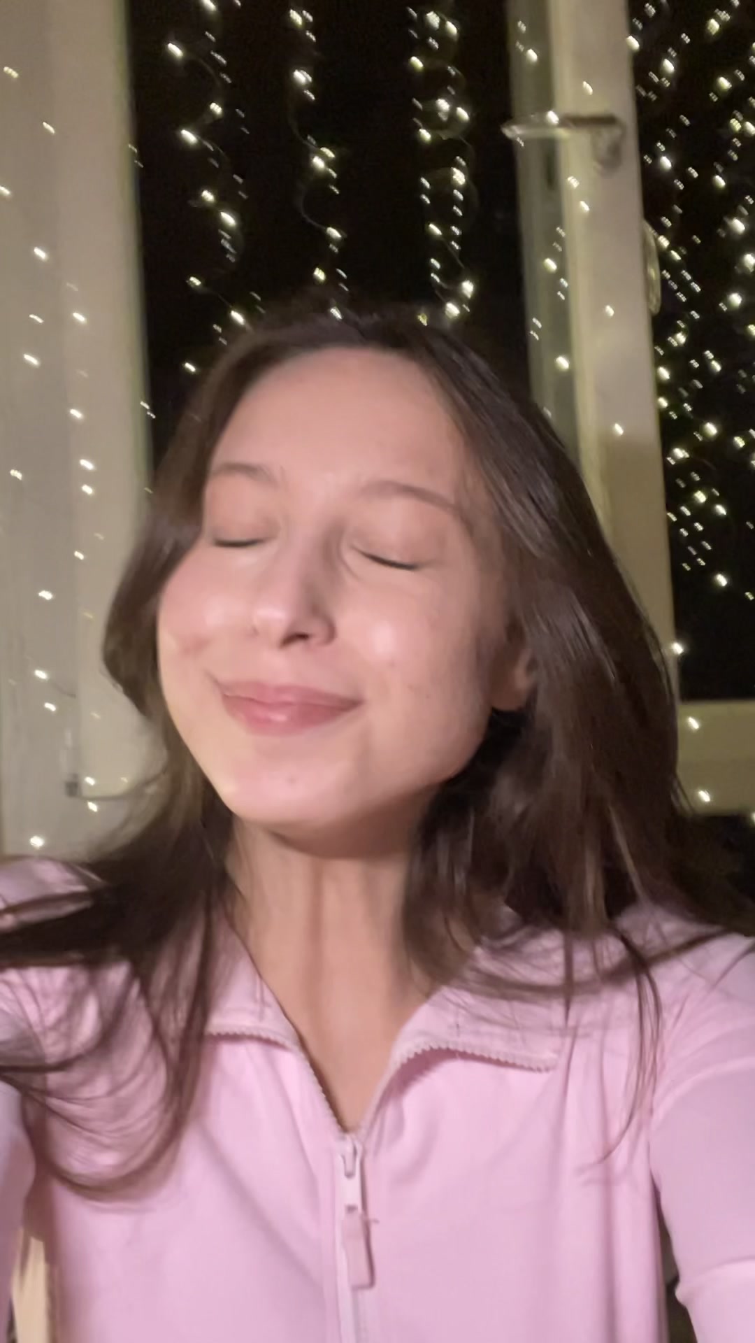 Happy Girl With Fairy Lights