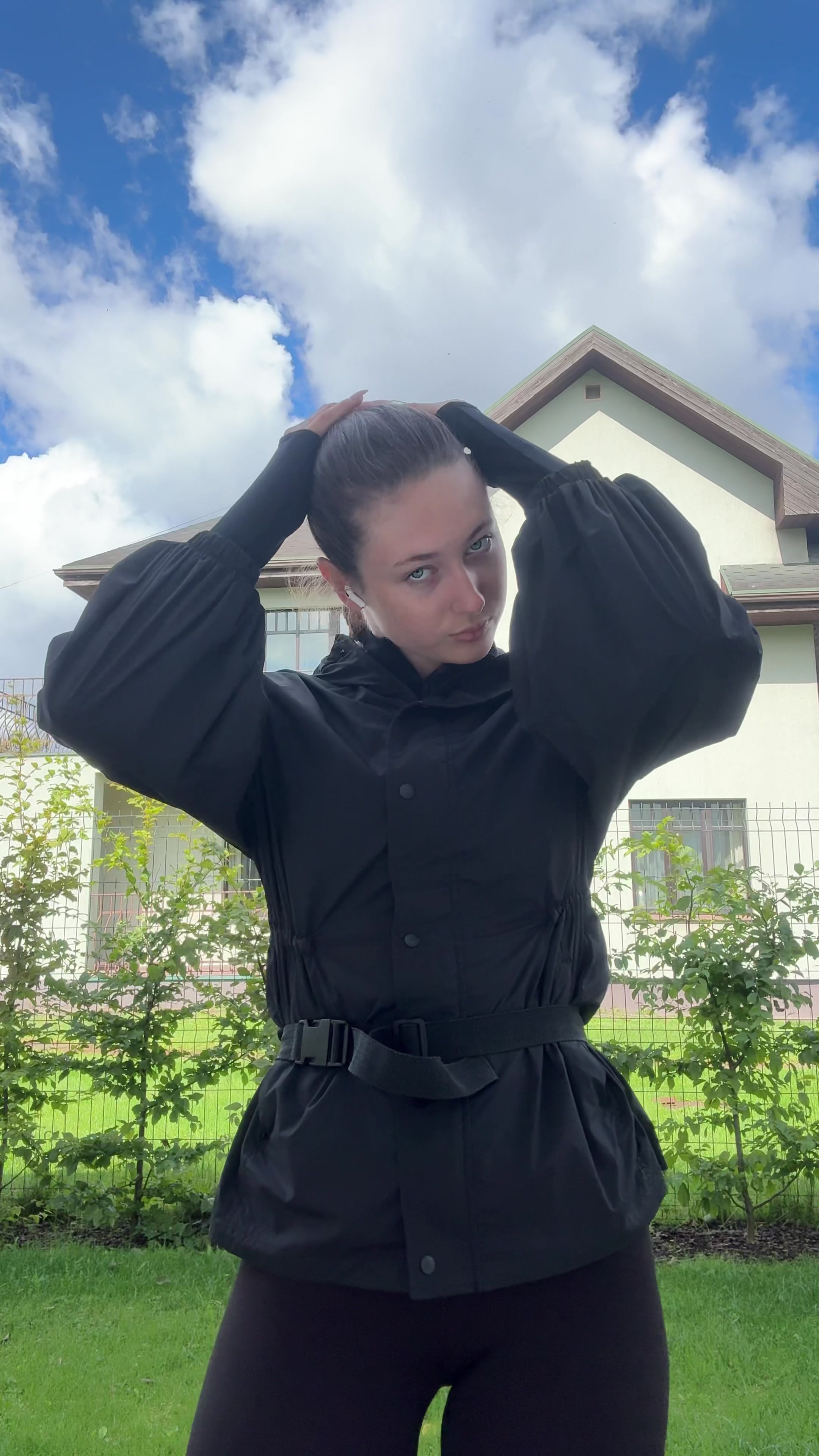 Paula Stretching Neck Outdoors
