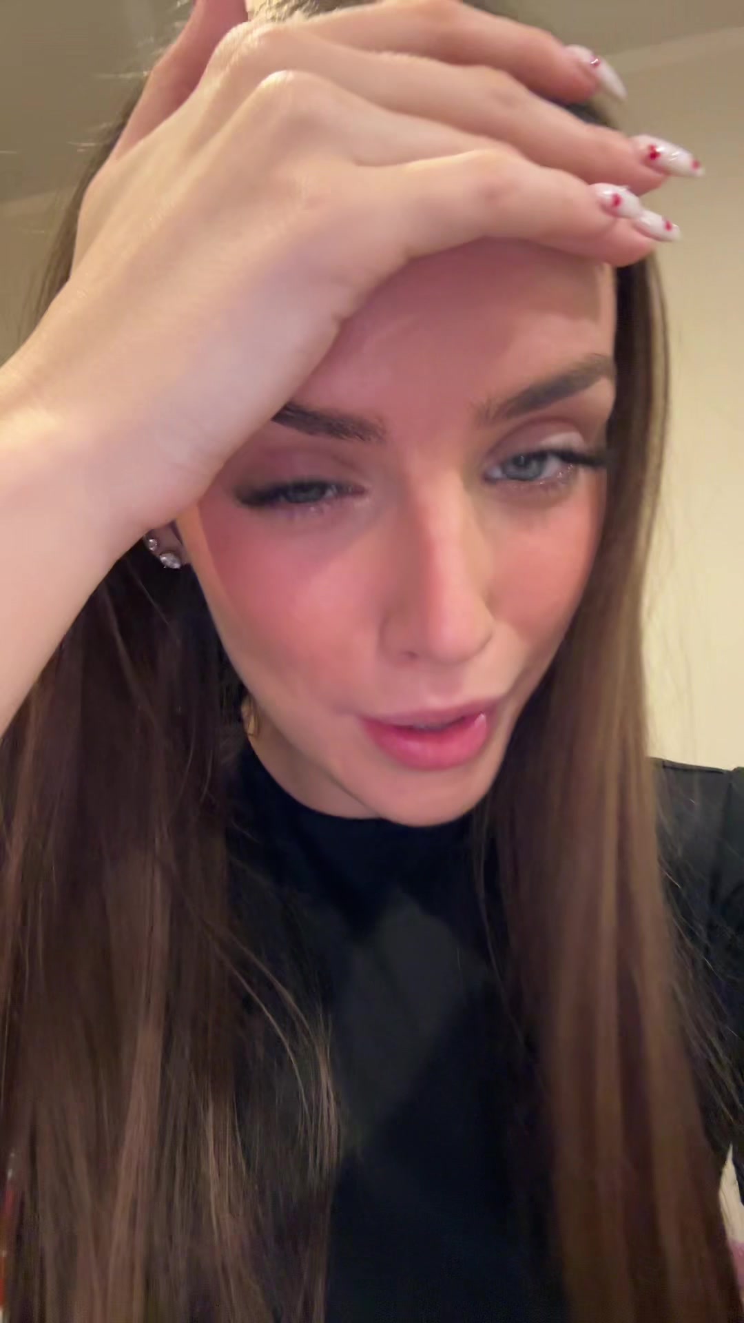 Woman Reacts with Shy Happiness