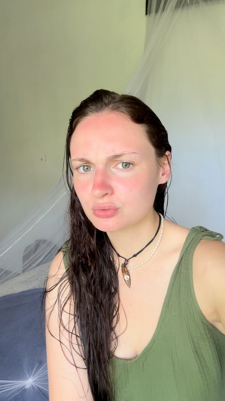 Woman with Wet Hair Reacts