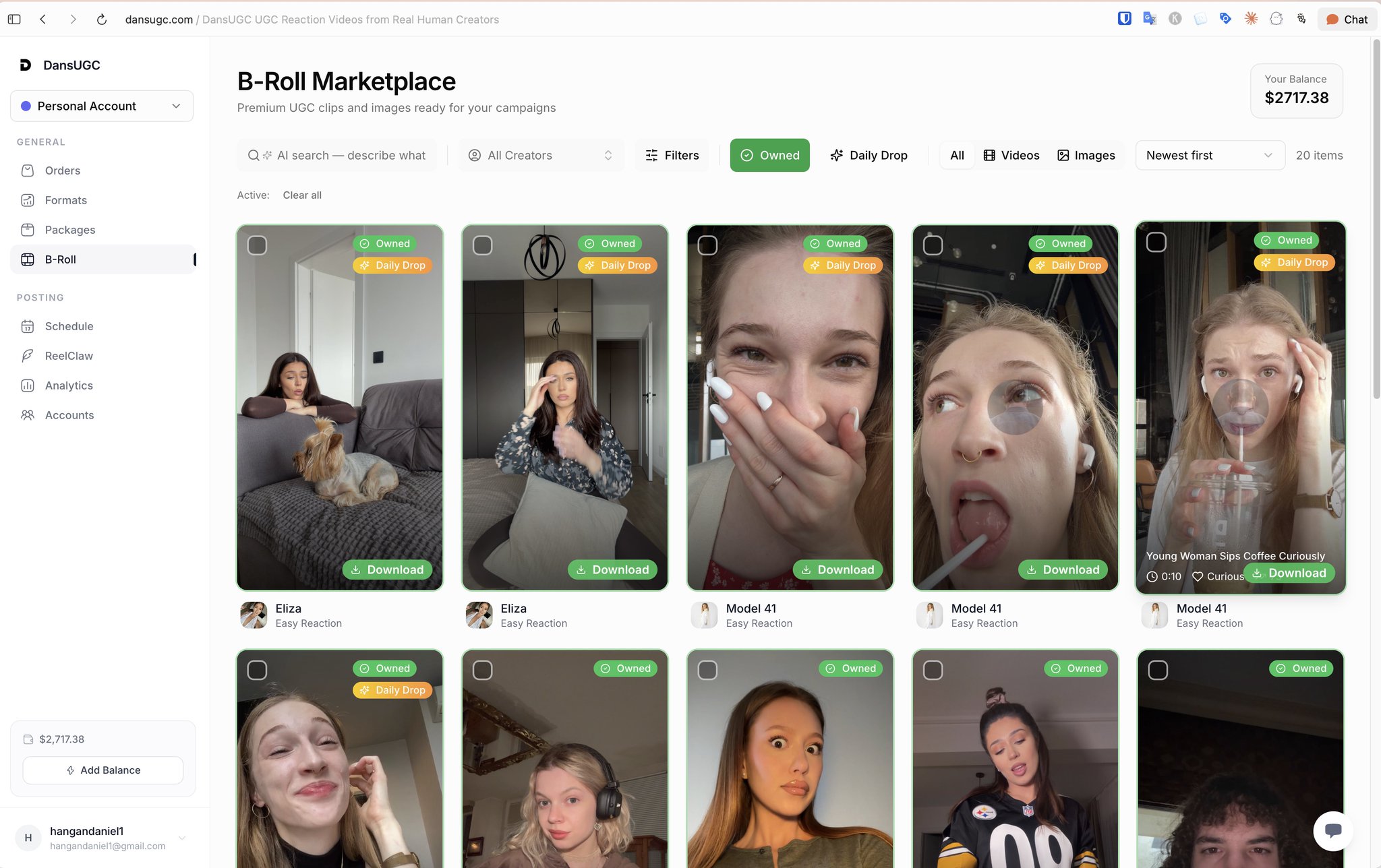 Real human UGC reactions at 8 per video from DansUGC